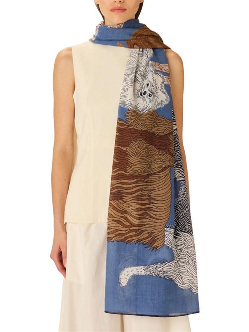 sciarpa donna 100x190 fantasia toutou blu Inoui Editions | SCARF100-TOUTOUBLUE